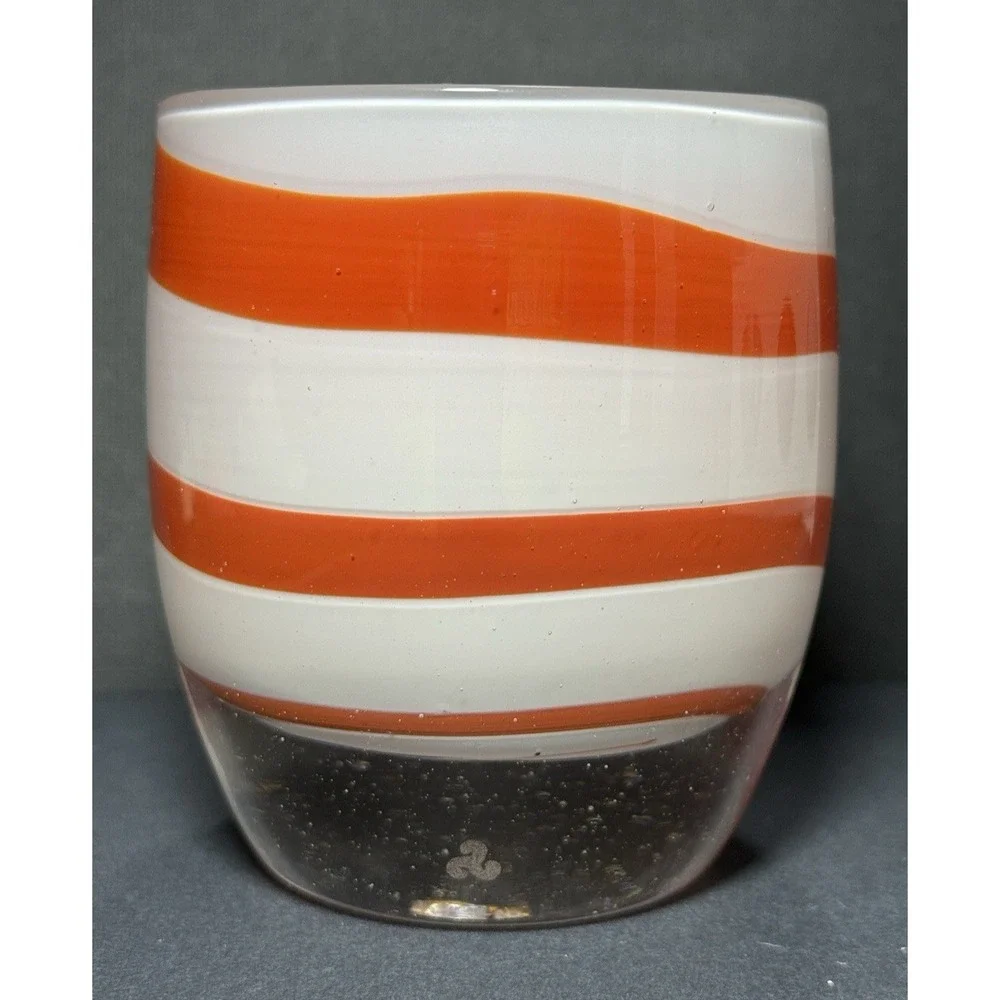 Glassybaby Candle Holder CANDY CANE Glass Votive‎ Holder Pre Triskelion 1960